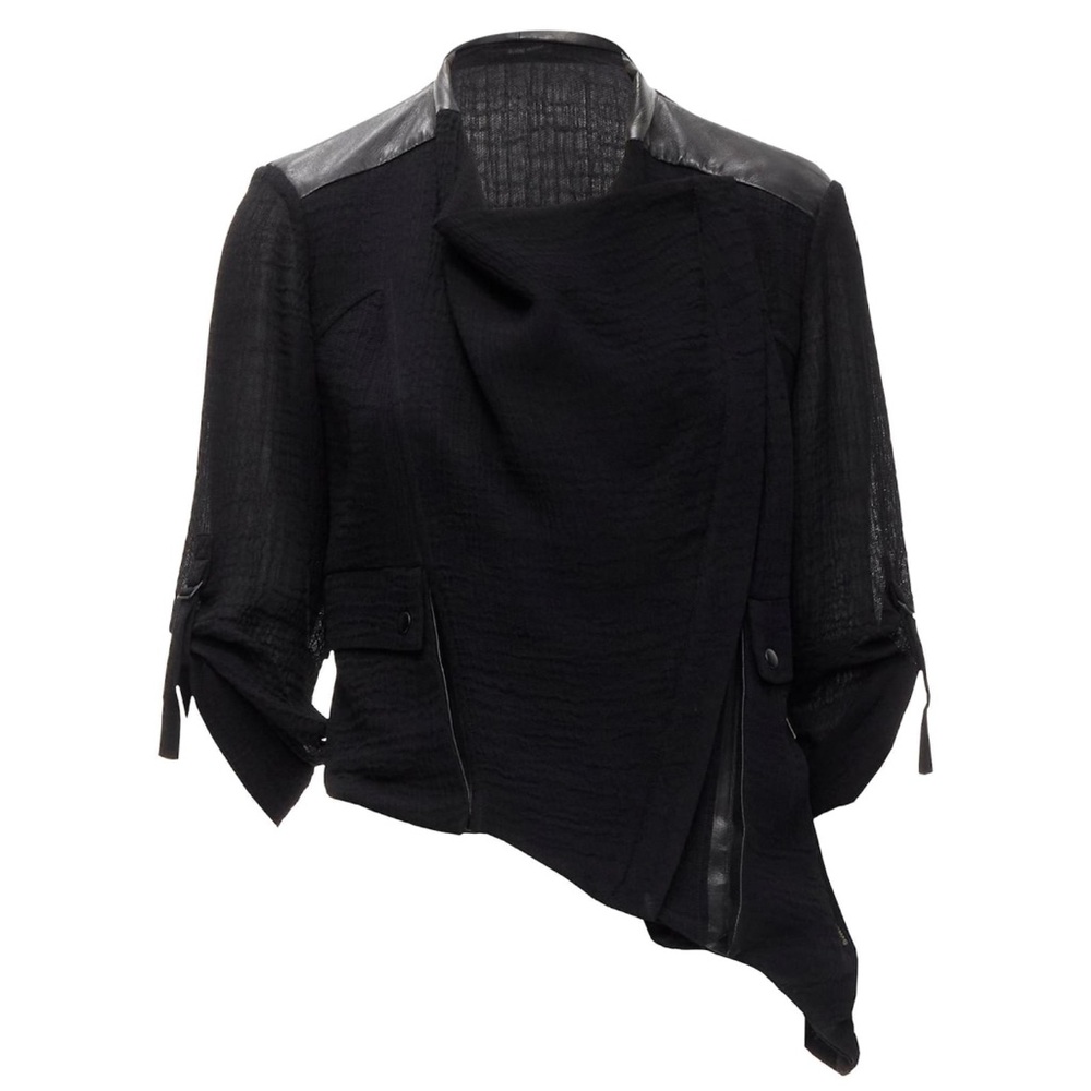 Helmut Lang sheep leather detail bias drape biker jacket Black